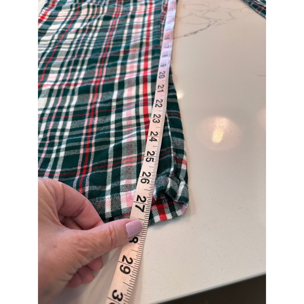 Croft & Barrow Womens Pajama Set Medium Henley Waffle Top Plaid Pants Green Red - Picture 10 of 10
